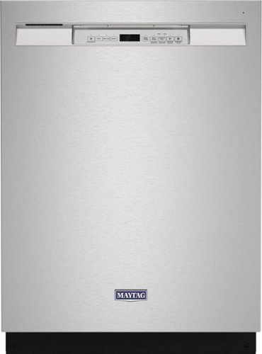 Maytag - 24" Front Control Built-In Dishwasher with Stainless Steel Tub, Dual Power Filtration, 50 dBA - Stainless Steel