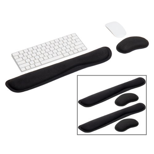 Mind Reader - Ergonomic Keyboard and Mouse Wrist Rest Sets, Gaming Accessory, Memory Foam, 16.75"L x 3"W x 0.75"H, 6 pcs - Black