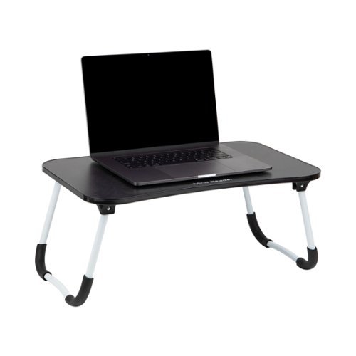 Mind Reader - Lap Desk Laptop Stand, Bed Tray, Folding Legs, Couch Table, Portable, MDF , 23.25"L x 13.75"W x 10.5"H - Black