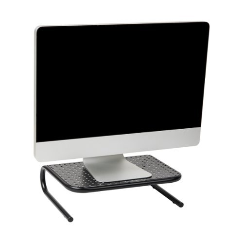 Mind Reader - Monitor Stand, Ventilated Laptop Riser, Desktop Organizer, Office, Metal, 14.5"L x 11.25"W x 4.25"H - Black