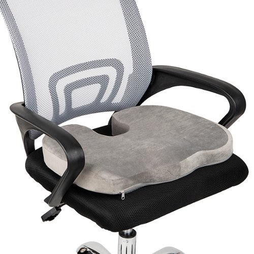 Mind Reader - Office Chair Cushion, Ergonomic, Orthopedic, Portable, Car Seat, Memory Foam, 18"L x 13.5"W x 2.75"H - Gray