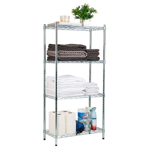 Mind Reader - Storage Shelves, Garage Shelving, Storage Shelf, Pantry Org, Adjustable, Metal, 23.5"L x 11.75"W x 48"H - Silver