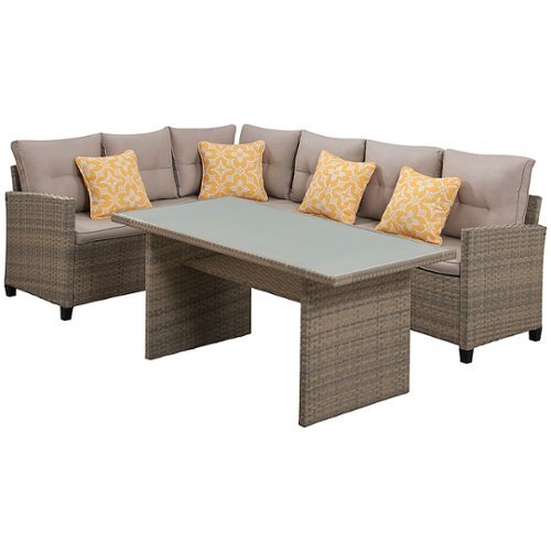 Mod Furniture Amelia 3-Piece Outdoor Conversation Set with Deep Seating Sectional and Chow Table in - Gray