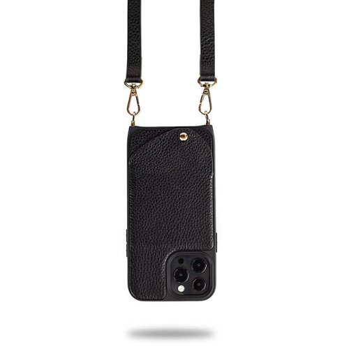 Noémie - Wallet & Crossbody Strap Case for iPhone 13 Pro Max & iPhone 12 Pro Max - Black/Gold