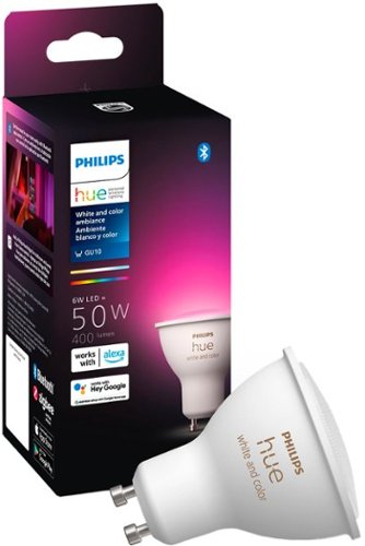 Philips - Hue GU10 Bluetooth 50W Smart LED Bulb - White and Color Ambiance