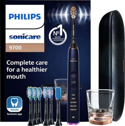 Philips Sonicare DiamondClean Smart Electric, Rechargeable toothbrush with Charging Travel Case, and 8 Brush Heads - Lunar Blue