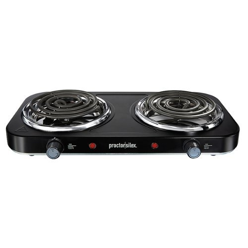 Proctor Silex - Electric Double Burner Cooktop with Adjustable Temperature - BLACK