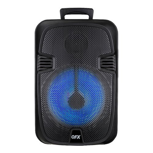 QFX - 12" Bluetooth Rechargeable Portable Speaker with Stand, Microphone and LED Party Lights - Black