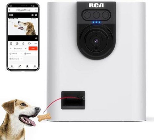 RCA - Dog & Cat Smart Treat Thrower with Camera - White/ Black