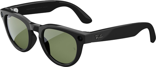 Ray-Ban Meta - Headliner Low Bridge Fit Smart Glasses, Meta Ai, Audio, Photo, Video Compatibility - Green Lenses - Shiny Black