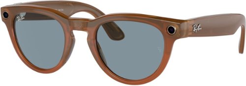 Ray-Ban Meta - Headliner Smart Glasses with Meta Ai, Audio, Photo, Video Compatibility - Blue Lenses - Shiny Caramel