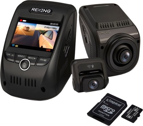 Rexing - V1P Max Plus Real 4K UHD Dual-Channel Front and Rear Wi-Fi Dash Camera - Black