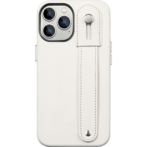 SaharaCase - FingerGrip Series Genuine Leather Case with Magsafe for Apple iPhone 15 Pro - White