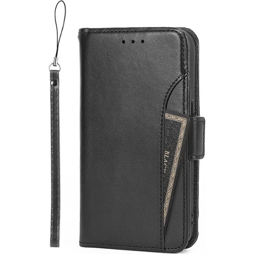 SaharaCase - Genuine Leather Folio Wallet Case for Apple iPhone 15 - Black