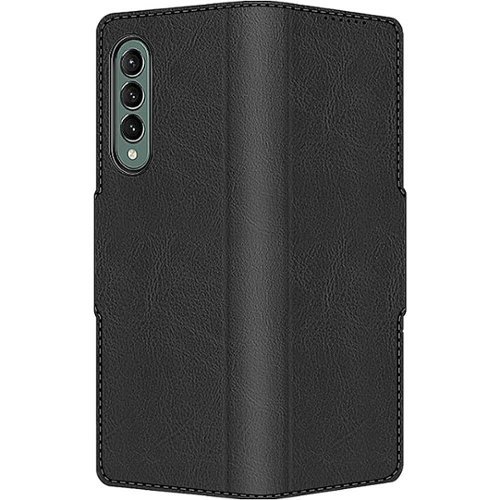 SaharaCase - Leather Folio Wallet Case for Samsung Galaxy Z Fold3 5G - Black