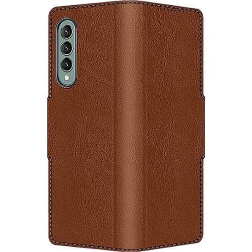 SaharaCase - Leather Folio Wallet Case for Samsung Galaxy Z Fold3 5G - Brown