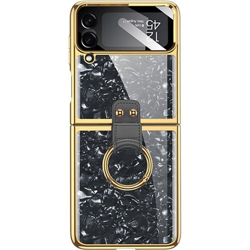 SaharaCase - Marble with Ring Case for Samsung Galaxy Z Flip4 - Black