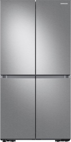 Samsung - 23 cu. ft. 4-Door Flex French Door Counter Depth Smart Refrigerator with Beverage Center - Stainless Steel