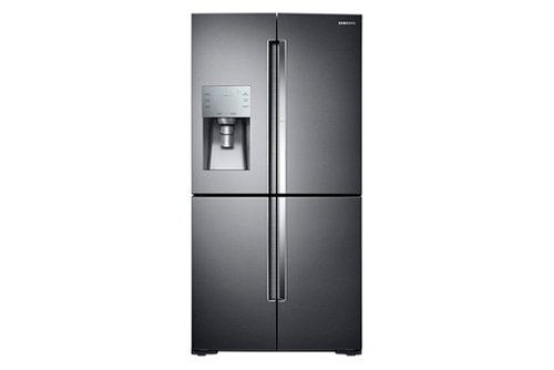 Samsung - 27.8 cu. ft. 4-Door Flex French Door Refrigerator with Food ShowCase - Black Stainless Steel