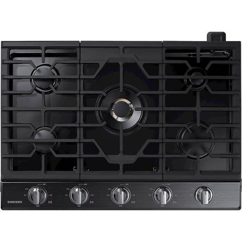 Samsung - 30" Built-In Gas Cooktop with WiFi and Dual Power Brass Burner - Black Stainless Steel