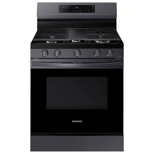 Samsung - 6.0 cu. ft. Freestanding Gas Range with 18K BTU Dual Power Burner, WiFi & Self Clean - Black Stainless Steel