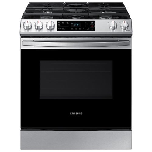 Samsung - 6.0 cu. ft. Front Control Slide-in Gas Range with Wi-Fi, Fingerprint Resistant - Stainless Steel