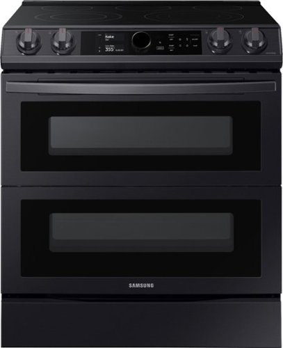 Samsung - 6.3 cu. ft. Flex Duo Front Control Slide-in Electric Range with Smart Dial, Air Fry & Wi-Fi - Black Stainless Steel