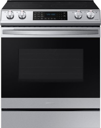 Samsung - 6.3 cu. ft. Front Control Slide-In Electric Convection Range with Air Fry & Wi-Fi, Fingerprint Resistant - Stainless Steel