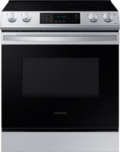 Samsung - 6.3 cu. ft. Front Control Slide-in Electric Range with Convection & Wi-Fi, Fingerprint Resistant - Stainless Steel