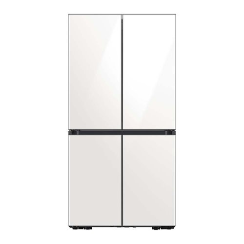 Samsung - BESPOKE 23 cu. ft. 4-Door Flex Counter Depth Smart Refrigerator with Customizable Panel - White Glass