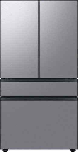 Samsung - BESPOKE 23 cu. ft. 4-Door French Door Counter Depth Smart Refrigerator with Beverage Center - Stainless Steel
