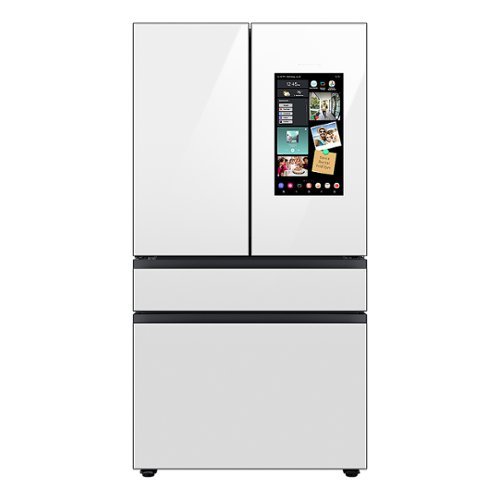Samsung - BESPOKE 23 cu. ft. 4-Door French Door Counter Depth Smart Refrigerator with Family Hub - White Glass
