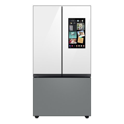 Samsung - BESPOKE 24 cu. ft. 3-Door French Door Counter Depth Smart Refrigerator with Family Hub - Gray Glass