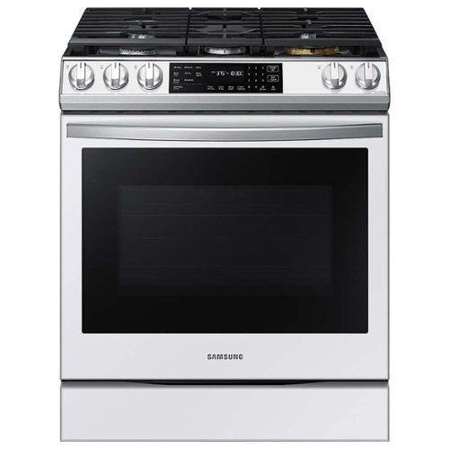 Samsung - BESPOKE 6.0 cu. ft. Smart Front Control Slide-In Gas Range with Air Fry & Wi-Fi - White Glass