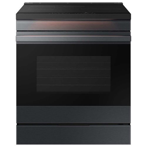 Samsung - Bespoke 6.3 Cu. Ft. Slide-In Electric Induction Range with Ambient Edge Lighting - Matte Black Steel