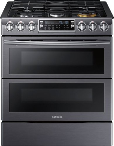 Samsung - Flex Duo™ 5.8 Cu. Ft. Self-Cleaning Fingerprint Resistant Slide-In Gas Convection Range - Black Stainless Steel