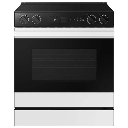 Samsung - OPEN BOX Bespoke 6.3 Cu. Ft. Slide-In Electric Range with Smart Oven Camera - White Glass