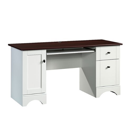 Sauder - Computer Desk with Cherry Top Finish - Soft White
