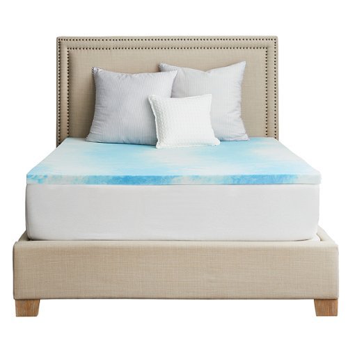 Sealy - 2" Gel Memory Foam Mattress Topper with Cover - Blue