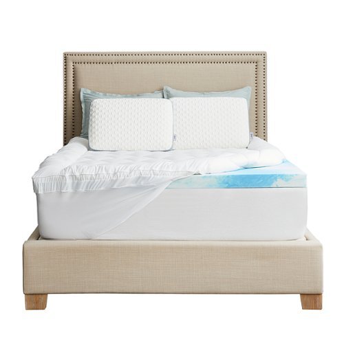 Sealy - 3 + 1 Memory Foam Topper with Fiber Fill Cover - Full - Blue