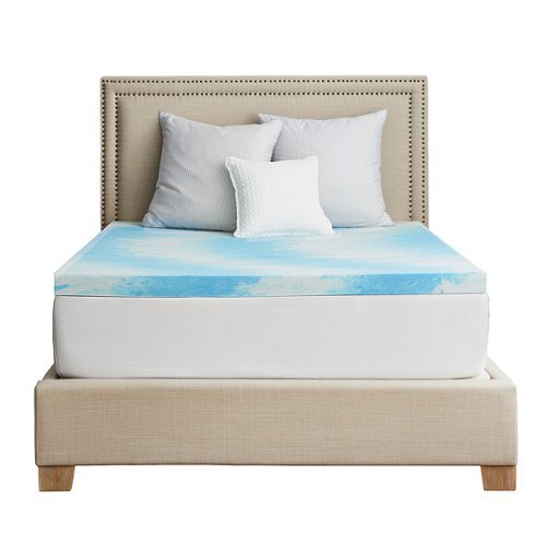 Sealy - 3"Gel Memory Foam Mattress Topper with Cover - Blue