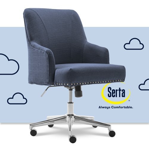 Serta - Leighton Modern Upholstered Home Office Chair with Memory Foam - Blue - Woven Fabric