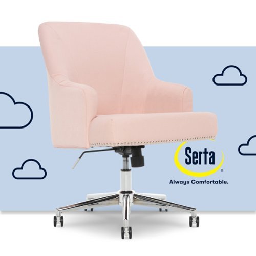 Serta - Leighton Modern Upholstered Home Office Chair with Memory Foam - Blush Pink - Woven Fabric