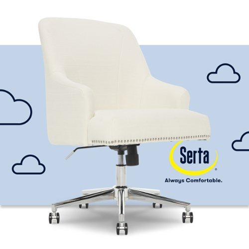 Serta - Leighton Modern Upholstered Home Office Chair with Memory Foam - Cozy Ivory - Woven Fabric