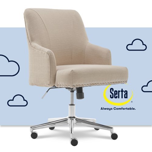 Serta - Leighton Modern Upholstered Home Office Chair with Memory Foam - Light Beige - Woven Fabric