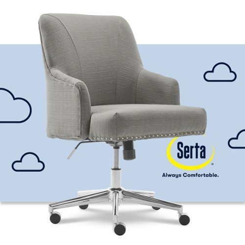 Serta - Leighton Modern Upholstered Home Office Chair with Memory Foam - Medium Gray - Woven Fabric