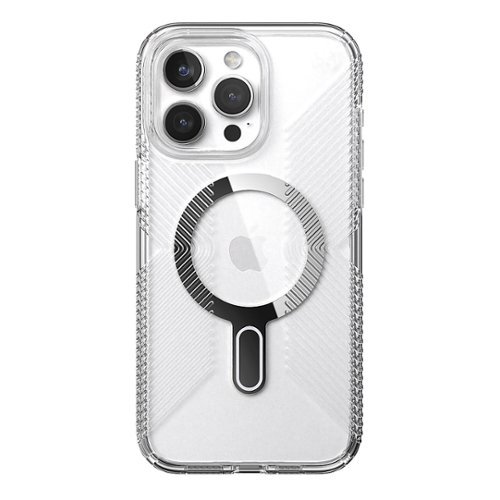 Speck - Presidio Perfect-Clear Grip ClickLock Case with MagSafe for Apple iPhone 15 Pro Max - Clear/Chrome