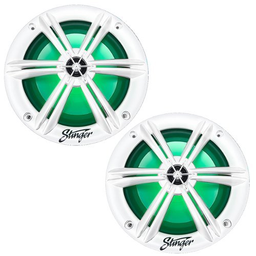Stinger - 6.5" 2-Way Marine Coaxial LED Illuminated Speakers with Poly Carbon Cones (Pair) - White