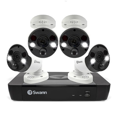 Swann - Refurbished - 8 Channel 2TB, 4 x 4K PoE Cameras, w/Dual LED spotlights & Face Dection - Black/White