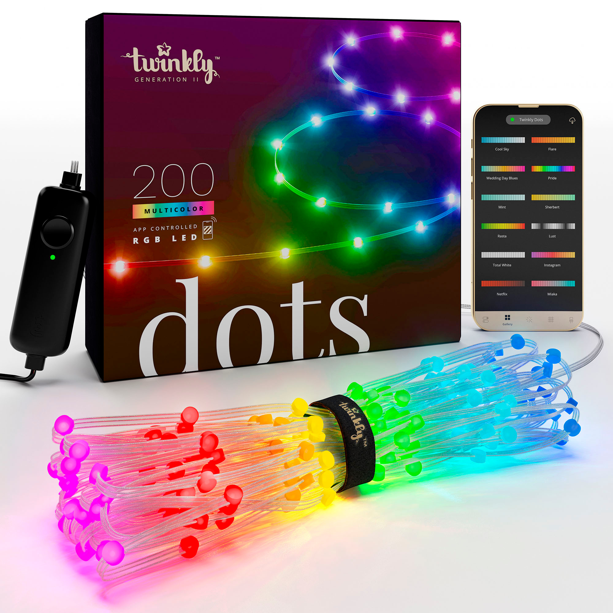 Twinkly - Dots 200 RGB LED USB Flexible Light String (Gen II) - Multi